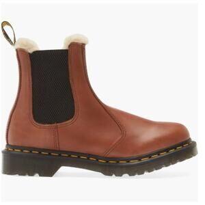 Dr. Martens 2976 Faux Shearling Chelsea Boot Saddle Tan Sz 6 New